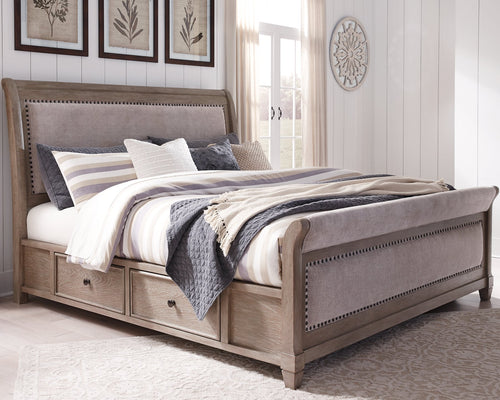 Challene Queen Upholstered Bed with 4 Storage Drawers image